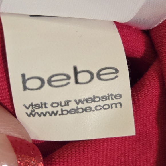 Bebe Sweetheart Racy Red Bodycon Zanzibar Knit Dress Peplum Valentines 90s y2k - Picture 13 of 13